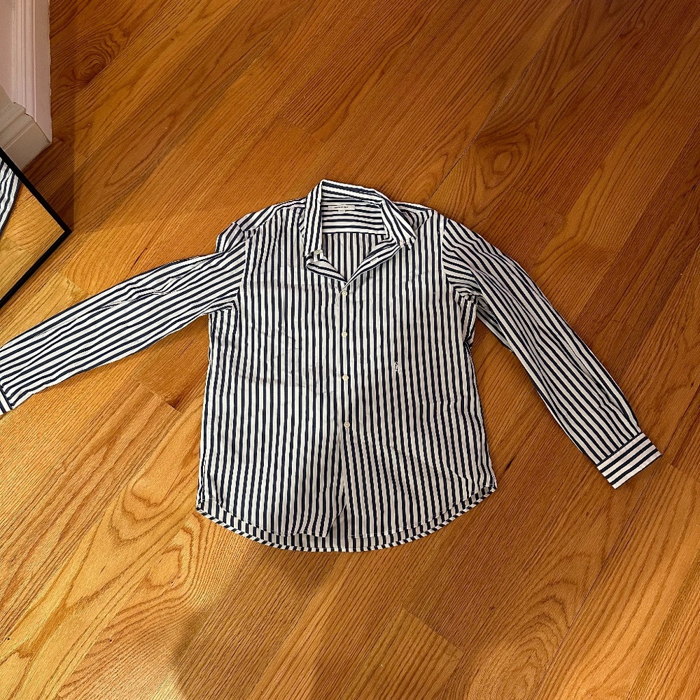 Sporty and Rich Blue and White Button Up